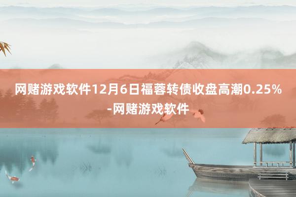 网赌游戏软件12月6日福蓉转债收盘高潮0.25%-网赌游戏软件