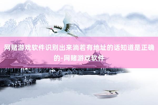 网赌游戏软件识别出来淌若有地址的话知道是正确的-网赌游戏软件